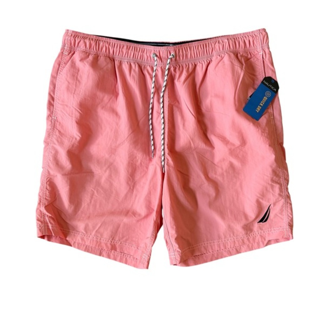 NWT Nautica Mens Quick Dry Swim Trunks Size XXL Pink Shrimp Mesh Lined Shorts